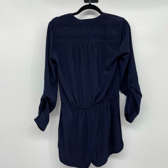 Sam Edelman Navy blue buttoned romper 3/4  sleeve - Picture 2 of 15